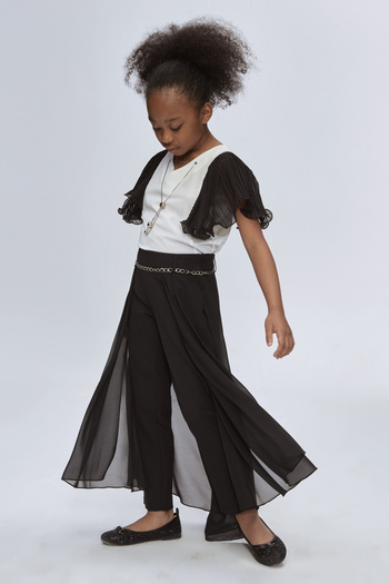incity Girl's Colorful Chiffon Blouse with Pleated Sleeves