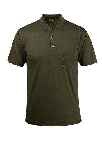 Çizgi Triko Men's Large Size Polo Collar Buttoned Pocket T-Shirt Classic Fit