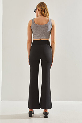 Bianco Lucci High Waist Women's Trousers - Spanish Leg, Double Fabric60221008