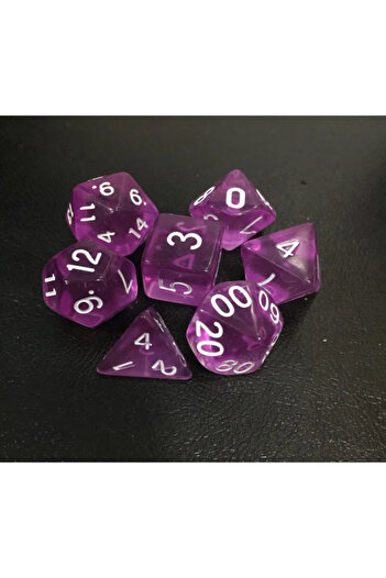 Le Majeur DND Frp Zar Seti 7li Set Dnd Zarı Dungeons And Dragons Masaüstü Oyun Zarı Şeffaf Mor KESE HEDİYE