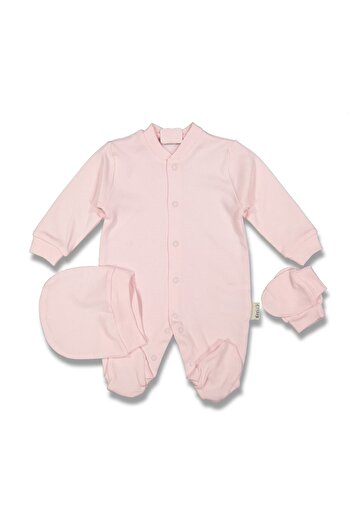 Necix's Baby Girl Pink Jumpsuit with Gloves and Snaps 3-Piece