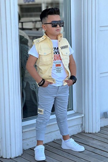 Riccotarz Yellow Printed Suit for Boy - Bottom Top Set
