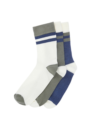 Trendyol Collection Pack of 3 Colorful Cotton Striped Long Socks - TMNSS24CO00020
