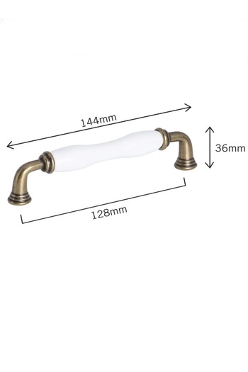 Porcellana Perla 12,8 Cm- Porcelain Handle-Cabinet-Drawer-Furniture-Bathroom Handle Kulb Kitchen-Children's Room-Sapphire128Mm-Stk2576