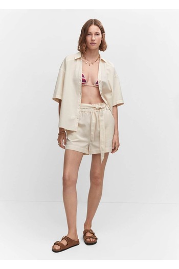 MANGO Woman Linen Cotton Shorts
