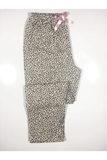 Altınay Leopard Patterned Cotton Non-Pocket Winter Women's Pajama Bottoms Pmk4
