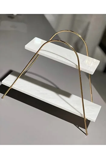 THK STORE Two-Tier Marble Presentation Holder Gold