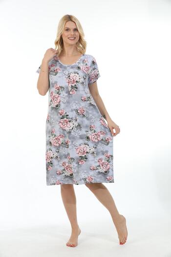 Etoile Women's Bamboo Short Sleeve Patterned Nightgown 72226