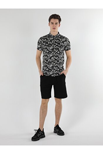 Colin's Ανδρικό T-Shirt Polo Neck με σχέδιο Slim Fit Μαύρο - Cl 1057038