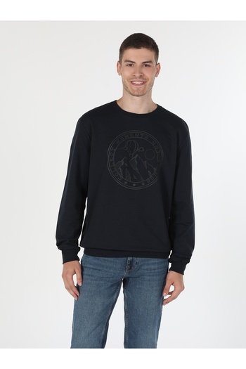 Colin's Navy Blue Regular Fit Men's Sweatshirt - Cl 1060128