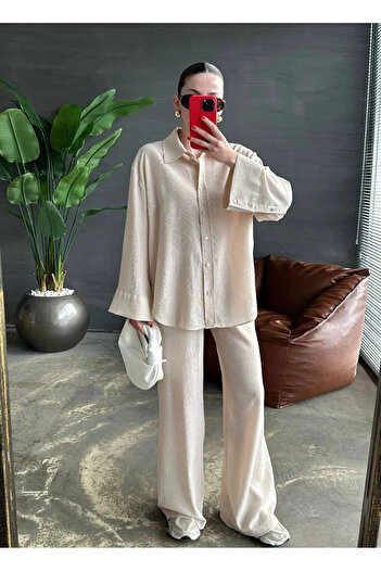 My Blog Set aus Hemd und Hose mit Steinstruktur
