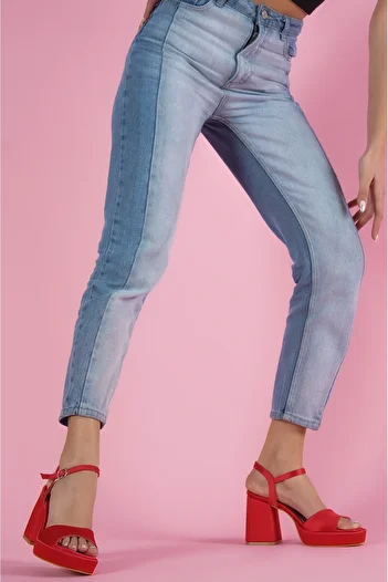 DİVOLYA Fell Red Satin Platform Heeled Casual Shoes