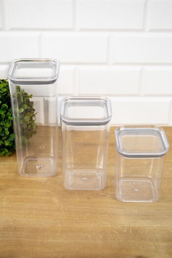 DNS HOME Set of 3 Acrylic Mica with Vacuum Lid 1700 Ml - 1200 Ml - 900 Ml Storage Container Set