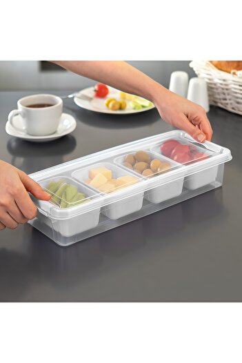 Ecolux Maxi Luxury 4 Compartment Breakfast Set with Lid - X 3 Pieces - Assorted