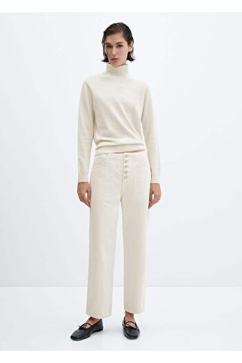 MANGO Woman Buttoned, crop straight jeans