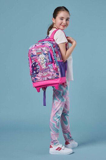 Coral High Children's Graffiti Patterned Three-Compartment School Backpack with Squeegee - 23960
