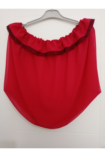 KobalBusiness Red Multi Chiffon + Black Organza Ribbon 164 cm Model - Lattice Tulle