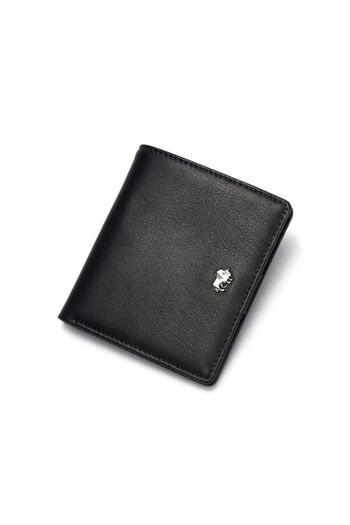 BISON DENIM Men's Leather Italian Design Card Holder Wallet with Coin Compartment