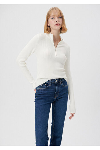 Mavi Half-Zipper White Sweater Fitted 1710110-81964