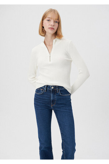 Mavi Half-Zipper White Sweater Fitted 1710110-81964