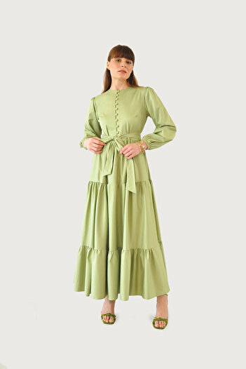 Rukayyel Φόρεμα Bloom Layered Poplin - Πράσινο
