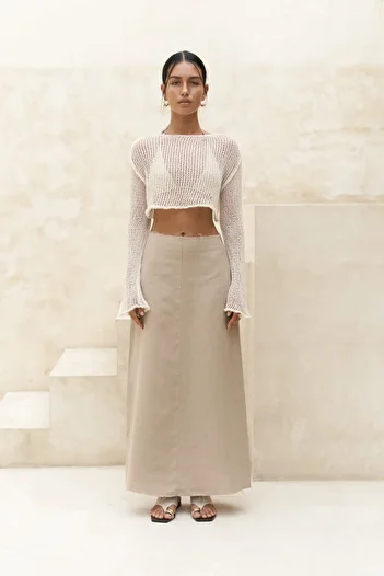 BOHEMAİ Daisy Ecru Fine Knitwear Crop