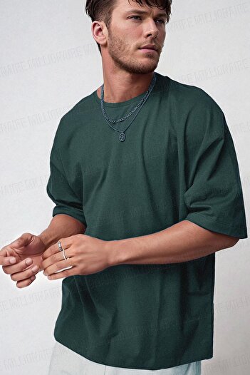 Teenage Millionaire Ανδρικό T-Shirt The Moon Petrol Green Crew με λαιμόκοψη Oversize Salas