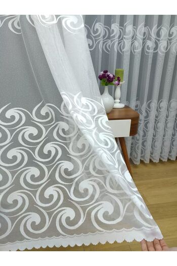 Evdepo Home Crown Wave Normal (Medium) Pleat, Tulle Curtain Single Wing - Ecru