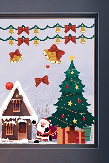 Dijitalya Christmas Themed Kids Baby Room New Year 22 Piece Wall Glass Sticker Decal Set