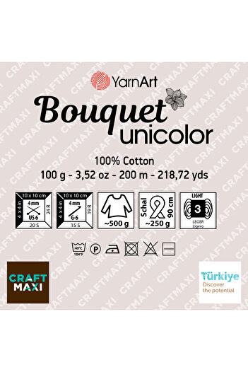 Yarnart BOUQUET UNICOLOR - Ață de tricotat manual BLUE-3223