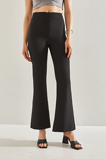 Bianco Lucci High Waist Women's Trousers - Spanish Leg, Double Fabric60221008