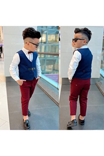 rainkids RKSY1096 Model Leather Buckle Vest Set