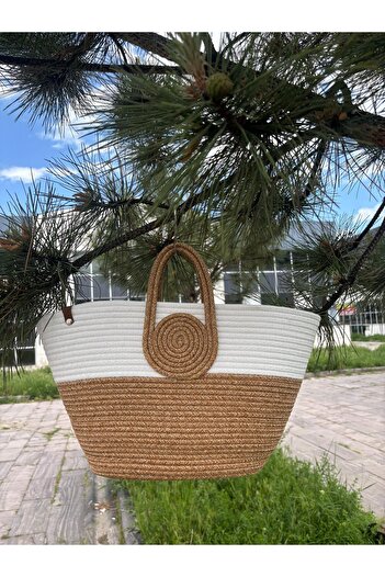 MaVaux Mini Vanilla Handmade Straw-Looking Jute Beach Bag