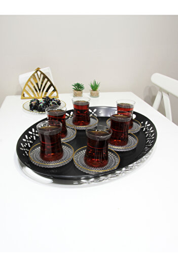 EVSTYLE Tray Metal Oval Serving IKEA Tray Black, Romantic Tray, Large Tray, Tea Coffee Tray