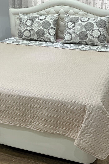 NANOSOFT Çift Kişilik Kapitone Yatak Örtüsü Seti – Shape Model | 200x230 Cm 2 Yastık Kılıfı