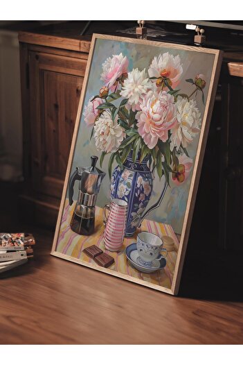 Postifull Çerçevesiz Poster Tablo, Duvar Posteri, Sanatsal Hd Baskı, Vazoda Yaz Bahçesi , Maximalist No:59