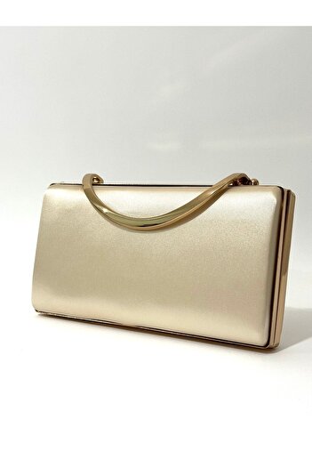 NAZART Kadın Saten Ten Nude Abiye Clutch Portföy Zincir Asklı  El Düğün Nişan Gece Omuz  Çantası