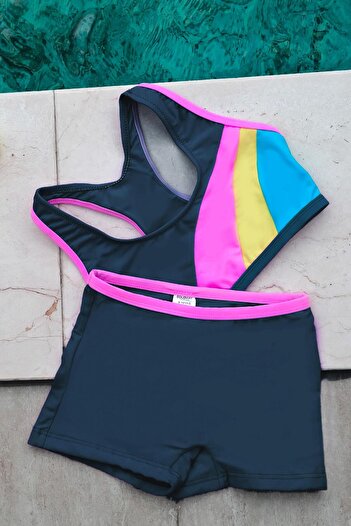 Eke Tekstil Gray Color Girl Swimmer Bottom-top Suit Swimsuit