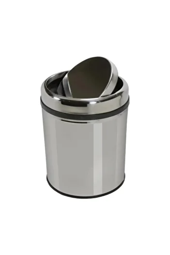 Maxiflow Rotating Lid Practical Cover Trash Can 5 Lt Stainless Bathroom Toilet Balcony Terrace Trash Can