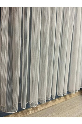 Brillant Striped Pattern Tulle Curtain Don't Want Iron, 1/3 Close Pleat
