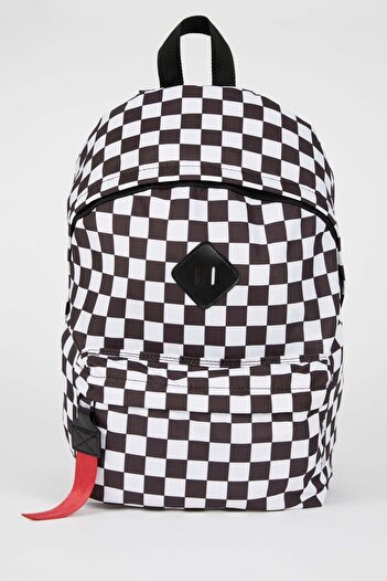 DeFacto Checkerboard Patterned Unisex School Backpack - Self-Healing, Water Repellent V3075azns