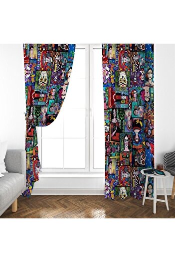 ADY DEKOR Heryöne Patchwork Desenli Fon Perde ( Tek Kanat Fiyatlandırma )
