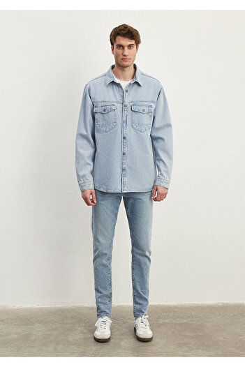Mavi Felix Premium Blue Light Blue Jean Shirt Regular Fit / Regular Cut0210845-86634