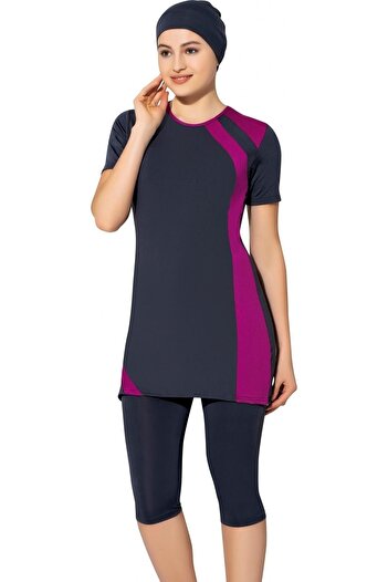 Argisa Μαγιό Half Sleeve Piece Semi Hijab 7520 Anthracite Plus Size