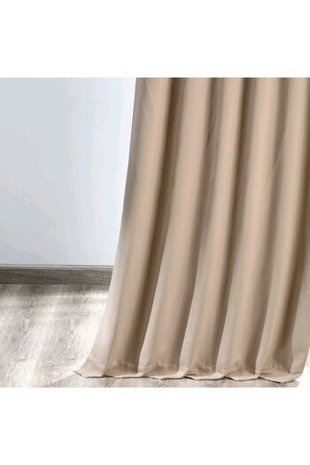 Evdepo Home Sand Beige Blackout Blackout Non-Pleated Background Curtain Single Wing