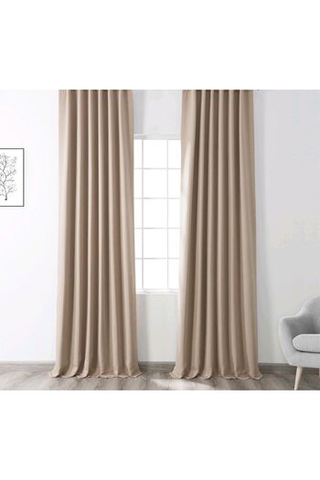 Evdepo Home Sand Beige Blackout Blackout Non-Pleated Background Curtain Single Wing