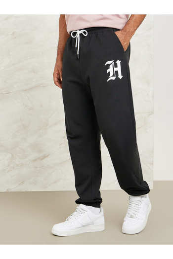 Styli Placement Print Oversized Jogger with Drawcord Detail