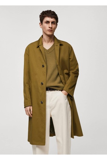MANGO Man Relaxed Fit Cotton Trench Coat