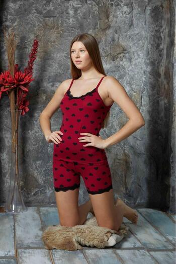 CALİA Milan Fabric Pajama Set with Rope Strap Shorts - NEW SEASON