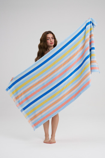 Homelover Ocean Breeze Colored 100% Cotton Striped Beach and Pool Towel - 80x160cm